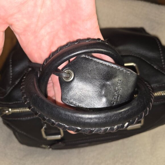 Coach Ace Satchel Black Leather with Whipstitch & Burgundy Trim - Picture 4 of 9